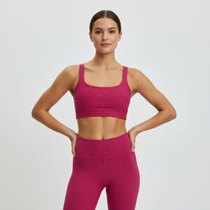 Outdoor Voices Size Small Double Time‎ Sports Bra Berry Square Neck Crop